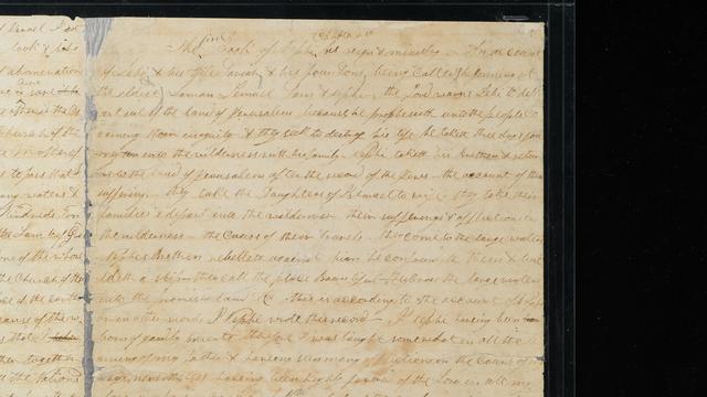 A primeira página do manuscrito do tipógrafo do Livro de Mórmon